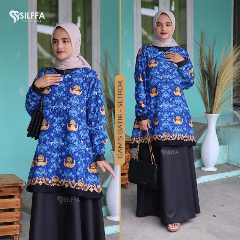 04.BATIK KORPRI PGRI TERBARU, GAMIS MODEL SETELAN KEMEJA PRIA DAN WANITA