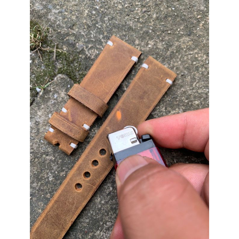 Strap tali jam tangan kulit sapi asli CH handmade lentur