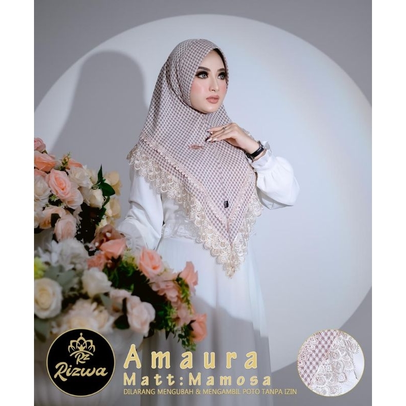 (Rizwa Hijab) AMAURA •jilbab instan jersey mamosa•hijab instan list rempel renda