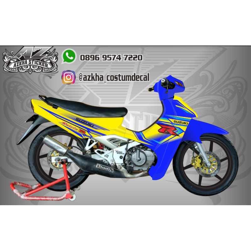 Striping Costum Satria Lumba Satria 2 tak Biru Kuning