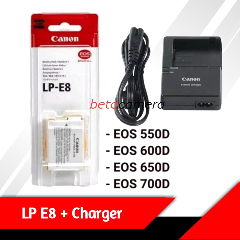 Baterai + Charger Canon LC E8 LP E8 C Kamera Dslr Eos 550d 600d 650d 700d LP E8 LC E8C