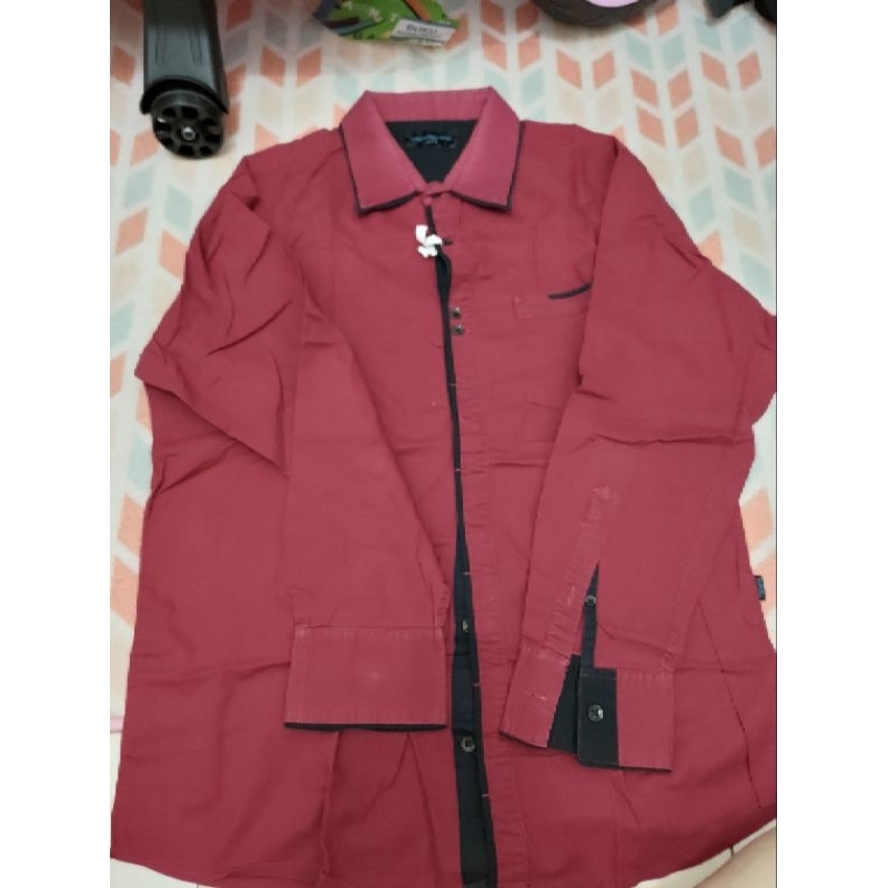 kemeja pria big size preloved contempo man size xl merah