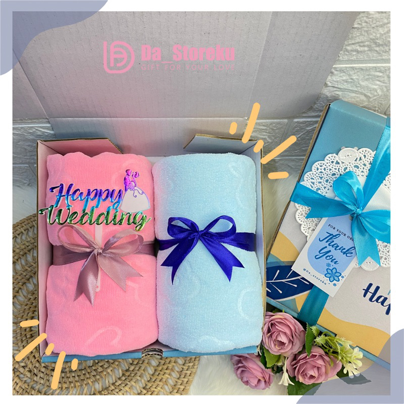 HAMPERS HANDUK 70 x 140 cm / GIFT BOX HANDUK  LUCU / HAMPERS HANDUK HADIAH WEDDING ENGAGEMENT BIRTHDAY / KADO PERNIKAHAN HANDUK MURAH