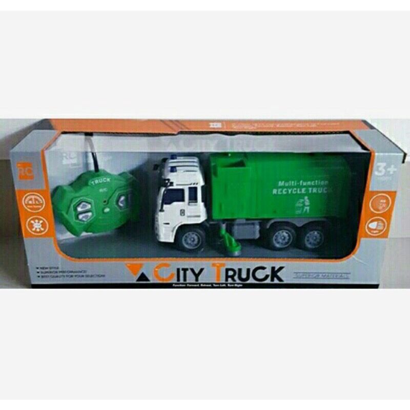 Mainan anak mobil rc truck sampah remote control city truck sampah hijau K632