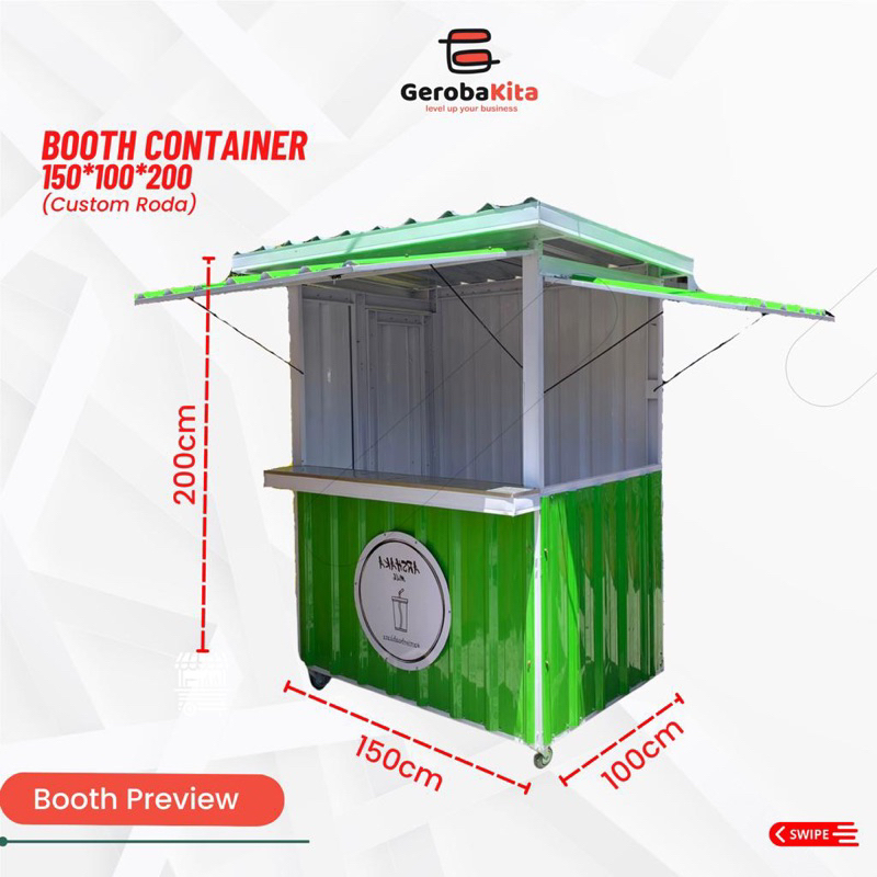 Booth Container Custom Roda/ Booth Minuman Minimalis