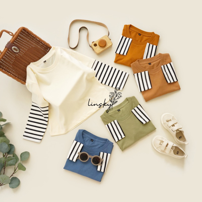 LINSKY BABY - Long Stripe Tee Kaos Anak Unisex