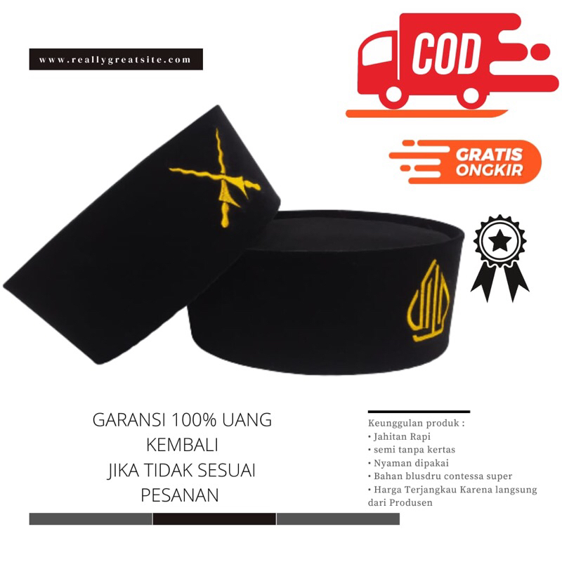 Kopiyah / peci bordir/ peci songkok logo keris/ peci logo halal indonesia/ peci nasional/ kopiah log