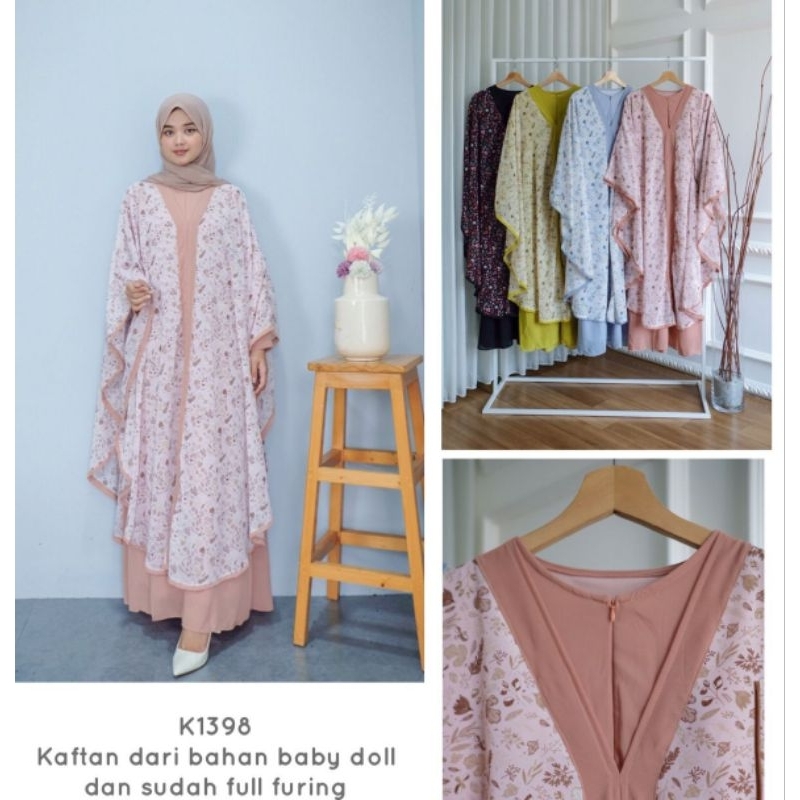 ASKA.ID - VISYA FLOWERS LAYER KAFTAN BAJU BATWING