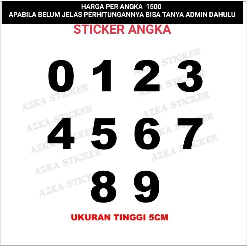 Sticker angka, Sticker nomor  cutting sticker