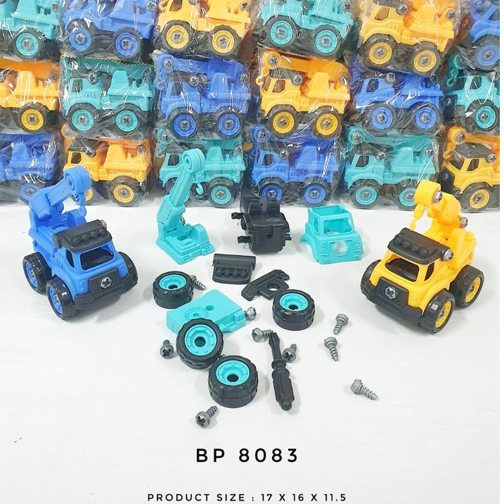 Mainan Anak DIY Assemble Truck Truk Rakit Konstruksi Crane BP8083