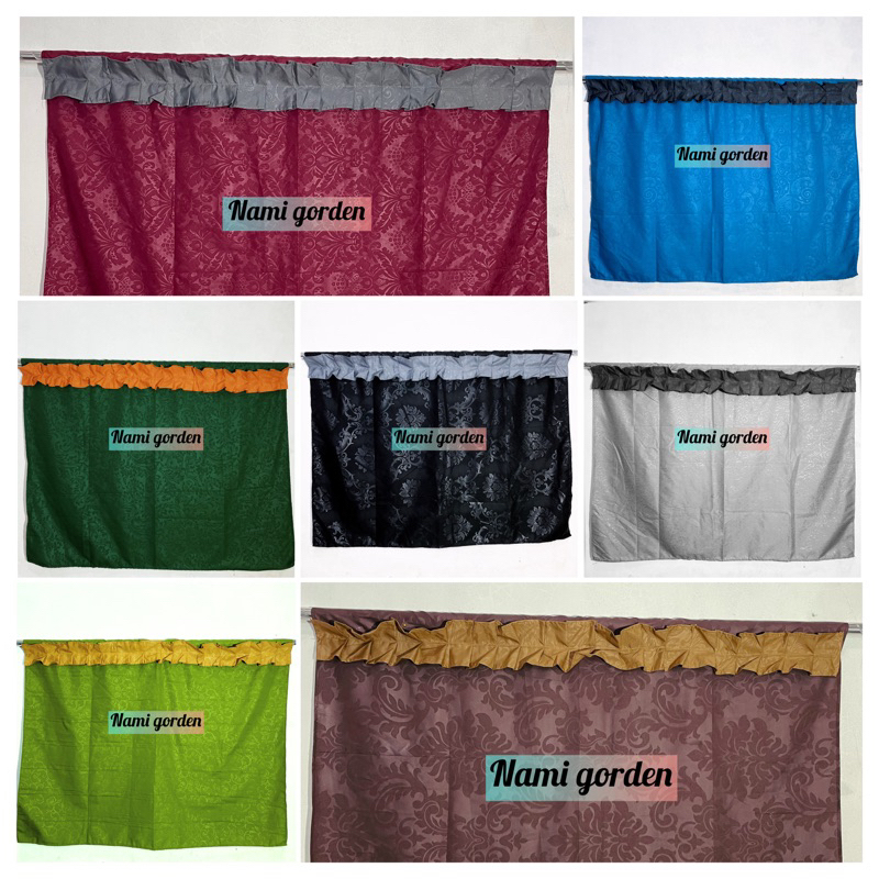 Gorden Kolong Dapur Minimalis Uk 100 x 75 cm + Bonus Tali warna polos abu tua abu muda hitam hijau b