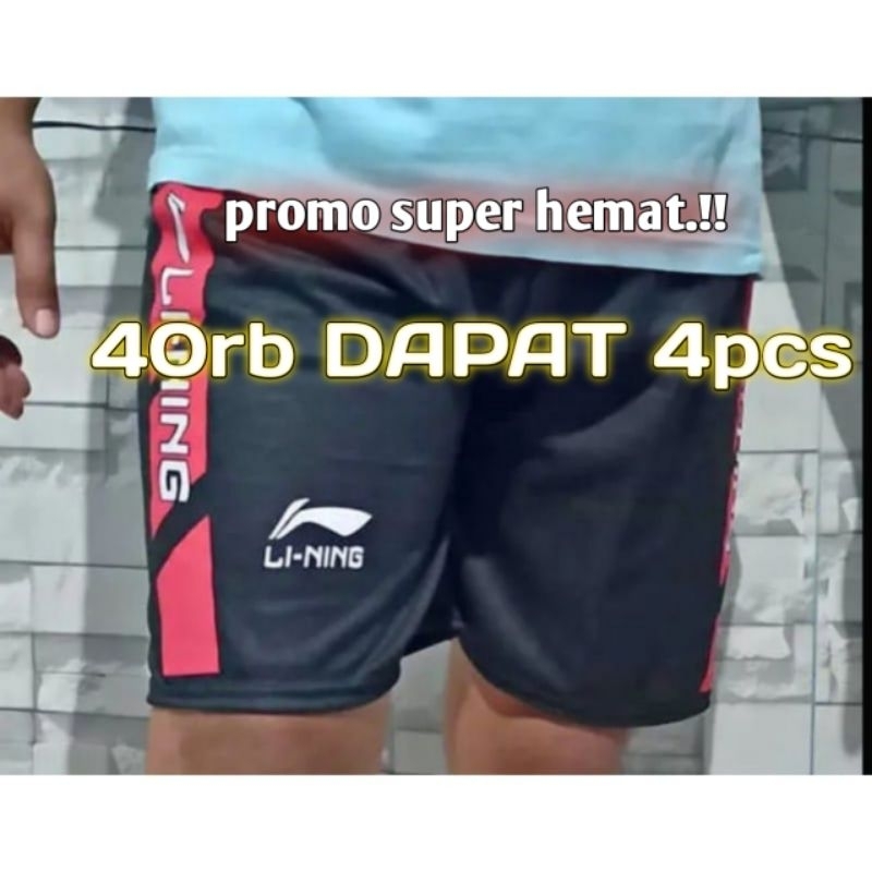 50rb DAPAT 5 CELANA LI-NING PENDEK SPORT OLAHRAGA KOLOR PRIA DAN WANITA DEWASA MURAH