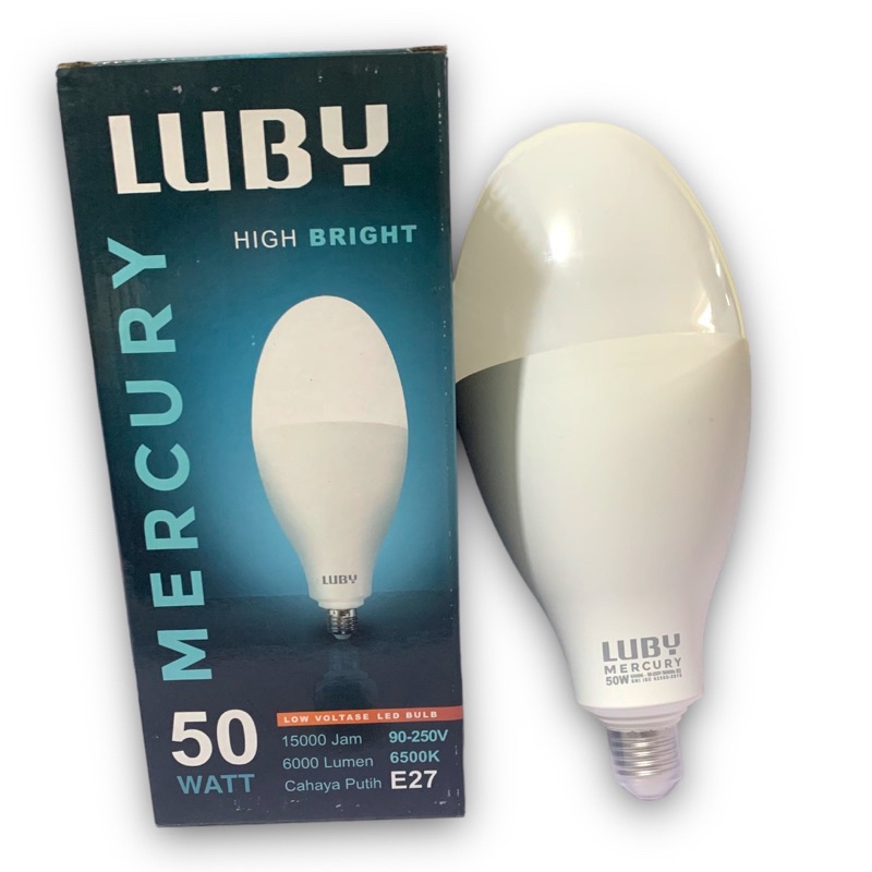 Lampu Bohlam Gudang 50 Watt LUBY Mercury Cahaya Putih/Kuning Bulb 50W E27 E40 LED
