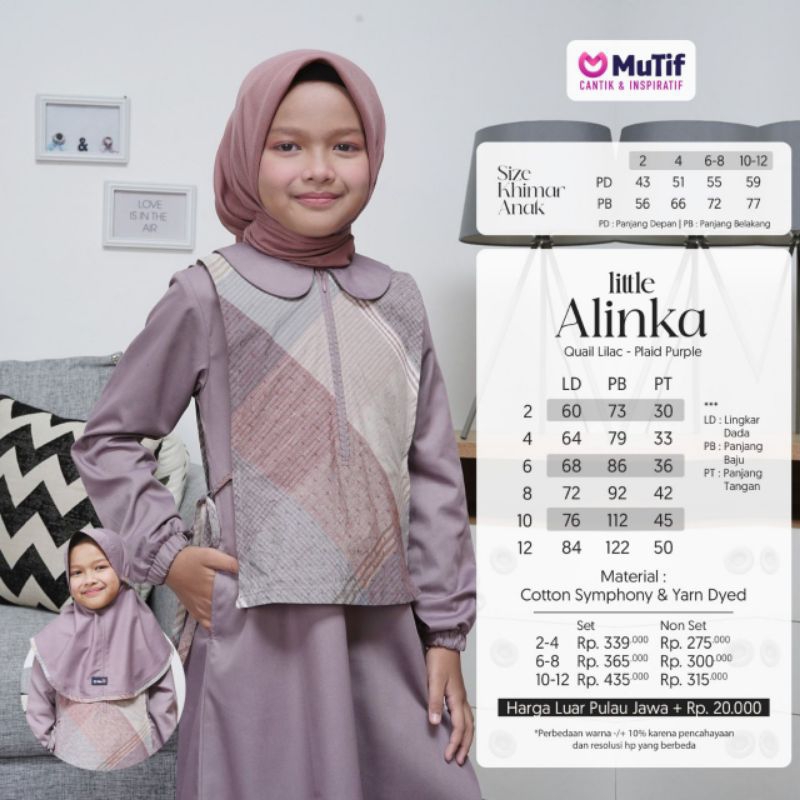 SARIMBIT MUTIF 2023 SARIMBIT ALINKA QUAIL LILAC PLAID PURPLE KOKO ALINSKI GAMIS ALINSKI