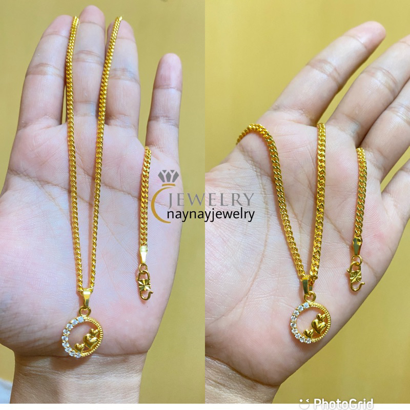 Kalung lempis bulat mata 2 suku / 60 cm warna 24k