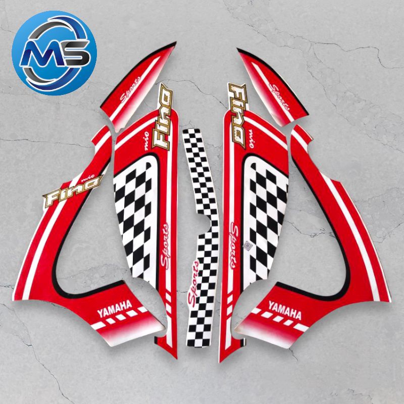 Stiker Striping Motor Fino Karbu 2012 Putih Merah Sticker Lis Body Standar
