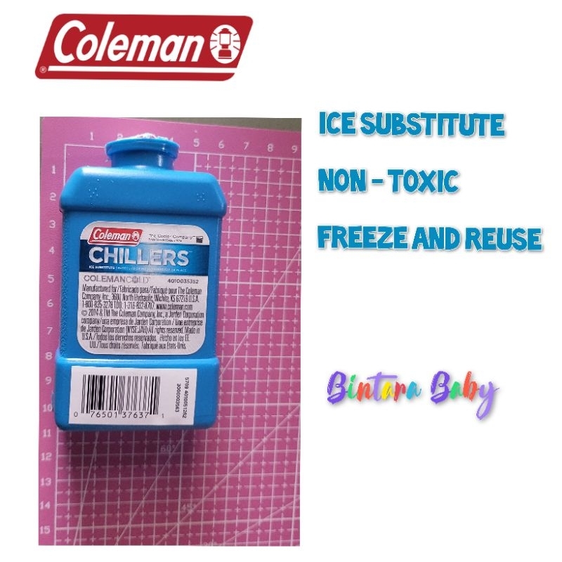 Coleman Ice Pack Small / Icepack / Ice Substitute Non Toxic Freeze Reusable Ice Pack / Coleman Chillers Ice pack Made in USA Ice untuk Cooler Bag Untuk Tas Asi