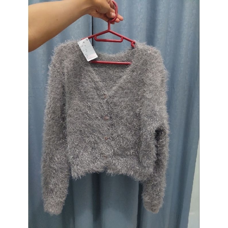 cardigan bulu fuzzy lembut