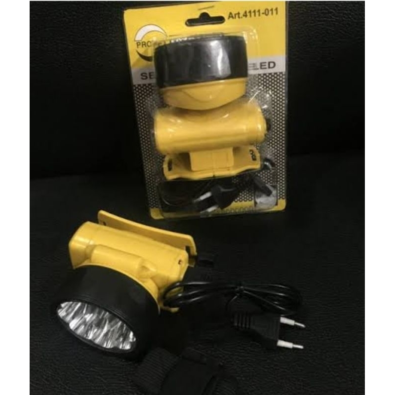 Senter kepala Prohex 4111-011,senter kepala prohex 9 LED cordless bisa dicharge