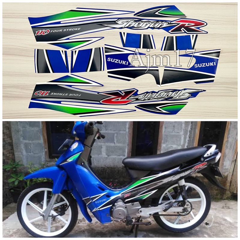 STIKER STRIPING SHOGUN 110 R 2001 BIRU HITAM