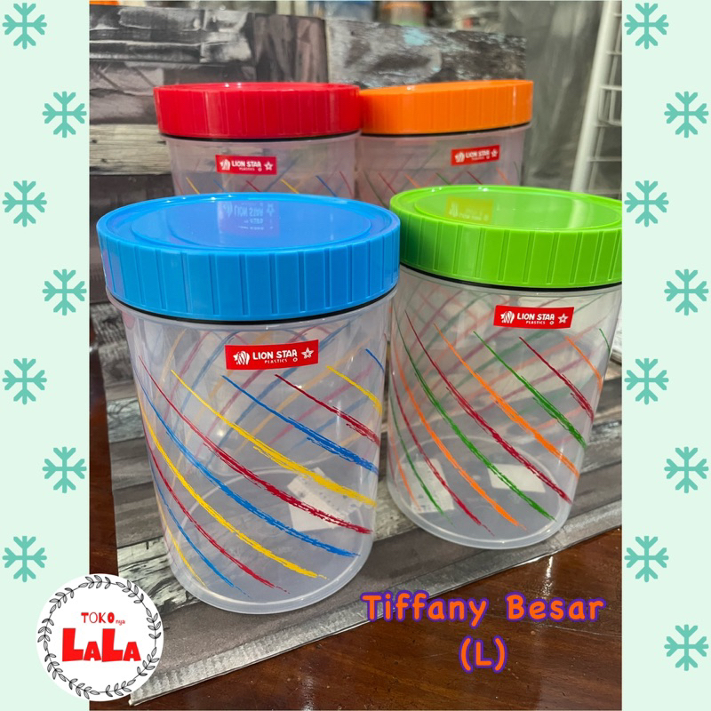 ‼️OBRAL‼️ Toples Lebaran / Toples Plastik Lionstar Tiffany Besar (L) 1600ml Tebal Tutup Putar Rapat 