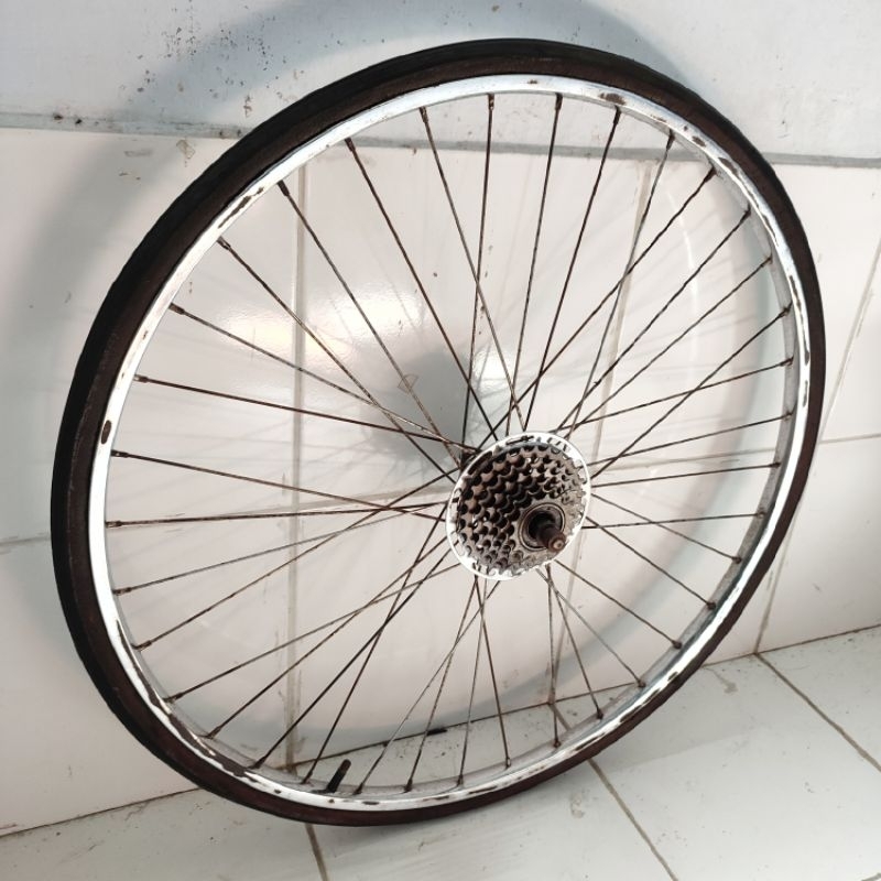 velg ban wheel set sepeda balap jadul fixie  belakang 27 1 3/4 bekas copotan