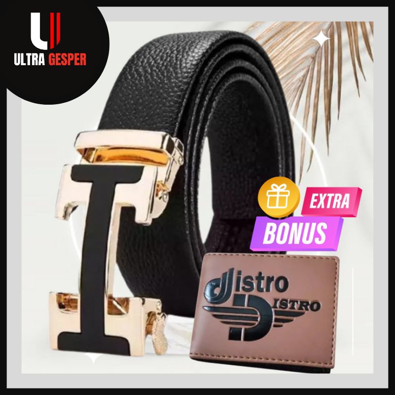 {PROMO} Ikat Pinggang Pria H mens Leather Belt Gesper Sabuk Kulit BIG SIZE 120-130CM Sabuk Kulit 2021 distro Terbaru Pria Cowok Kekinian Bonus dompet mini Laki Laki keren kulit import distro Levis terbaru