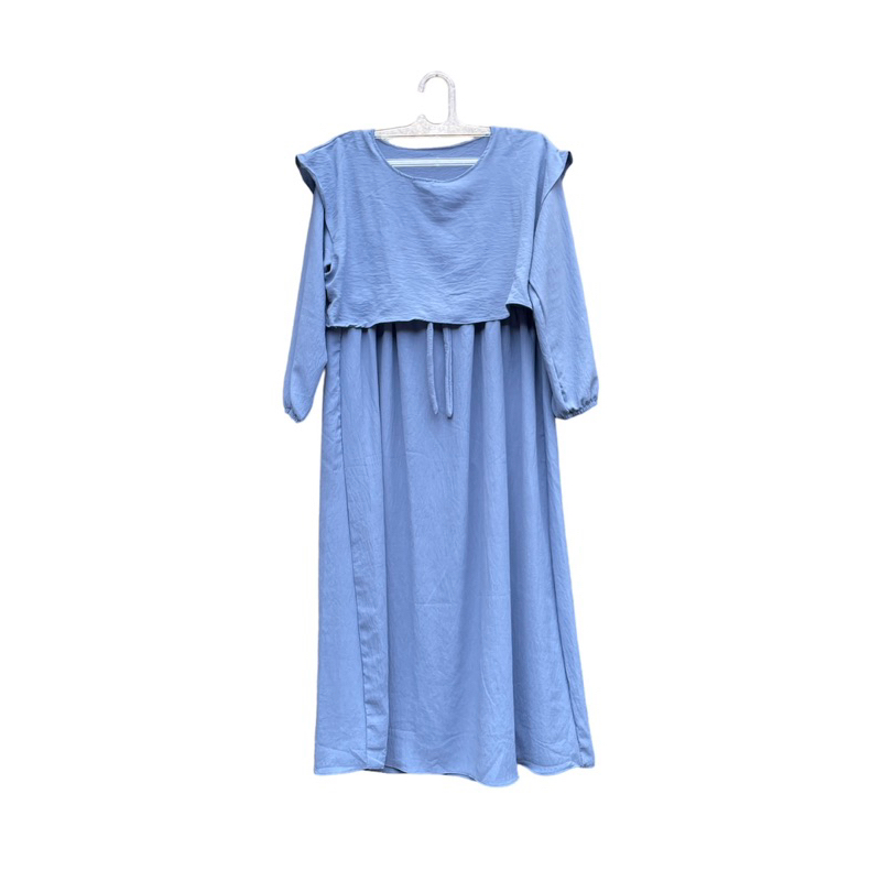 Nami Dress Gamis Crinkle Biru Denim