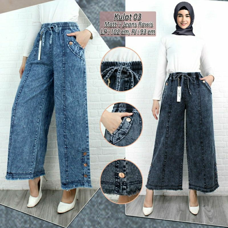 KULOT JEANS HIGHWAIST / JEANS KULOT PREMIUM WANITA TERBARU / CELANA KULOT BAWAH RAWIS VARIASI KANCIN