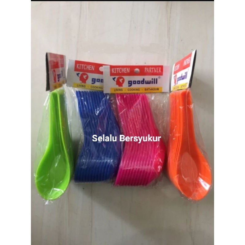 Sendok Bebek Plastik Warna ( 1 Lusin )