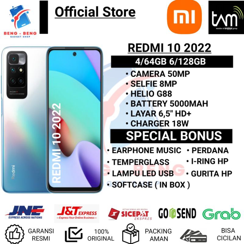 XIAOMI REDMI 10 RAM 6/128GB 4/64GB GARANSI RESMI TAM - BONUS