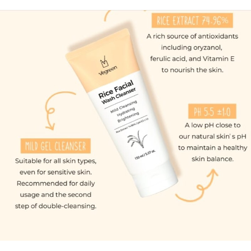 VeGreen Rice Facial wash cleanser original Korea
