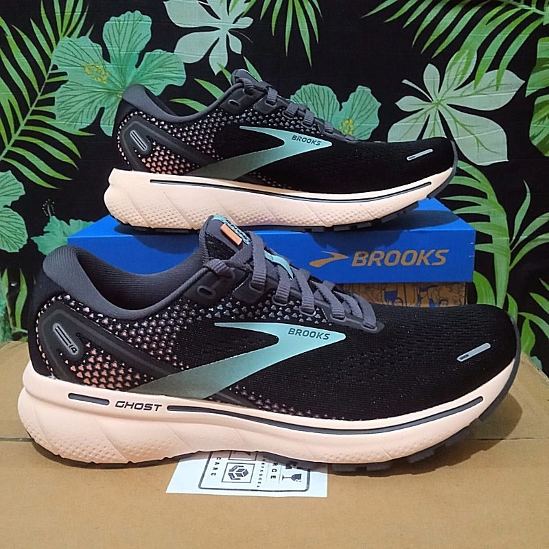 Brooks Ghost 14 Women's ORI RESMI BNIB Running Shoes - Black/ Pearl/ Peach