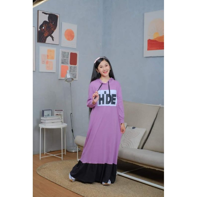 Trixie Gamis Hoodie By Aeraaqu/ Gamis hoodie/ Gamis kaos/ Gamis anak
