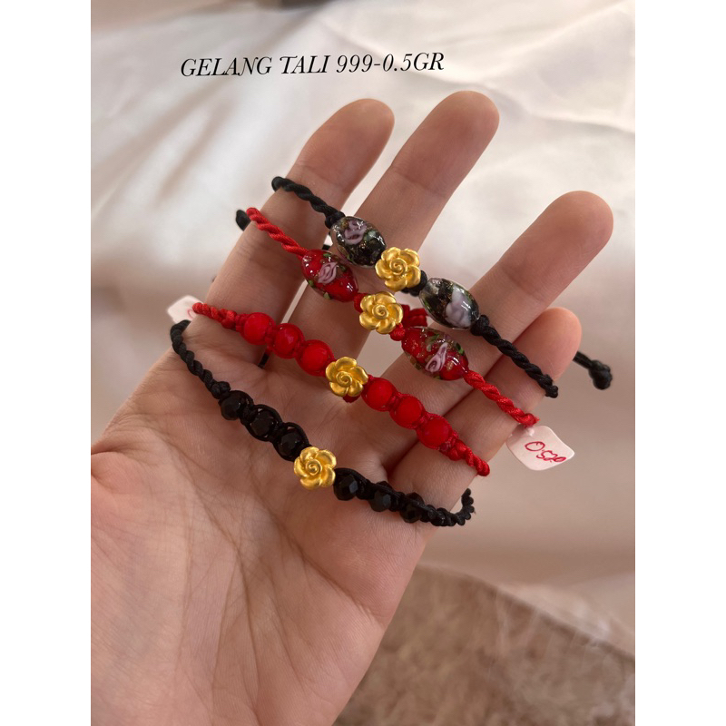 Gelang tali emas bunga mawar gold hongkong