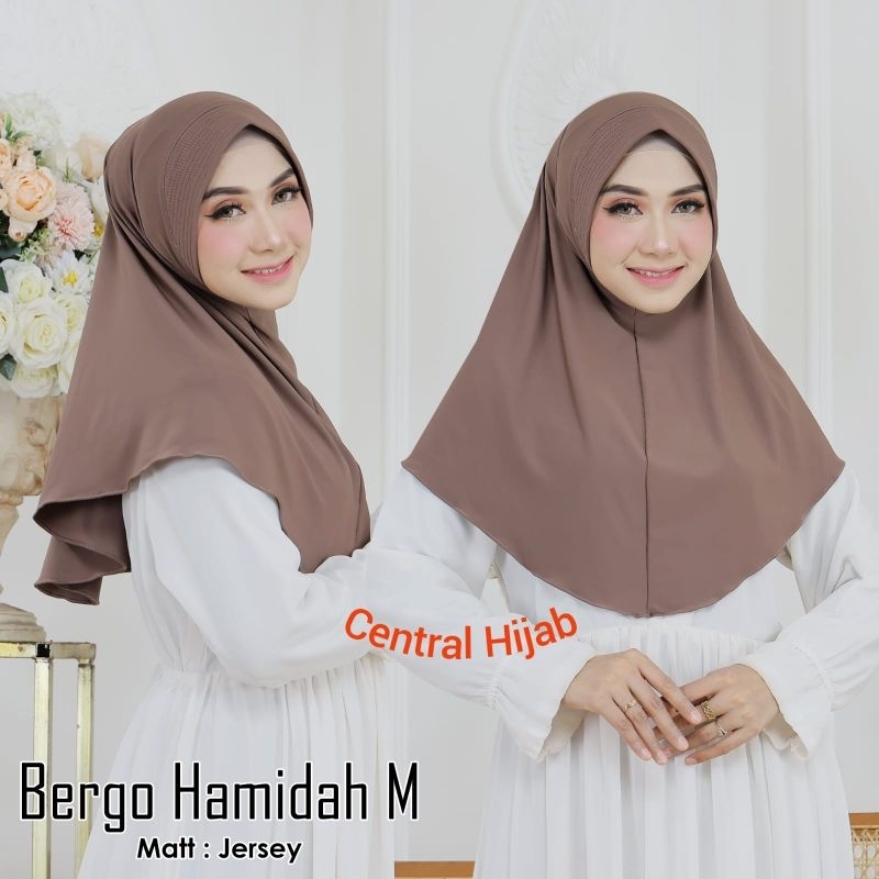 Jilbab bergo Hamidah Jersey / hijab ped menutup dada M