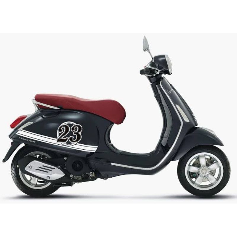 Stiker Cutting custom angka suka suka untuk motor Vespa
