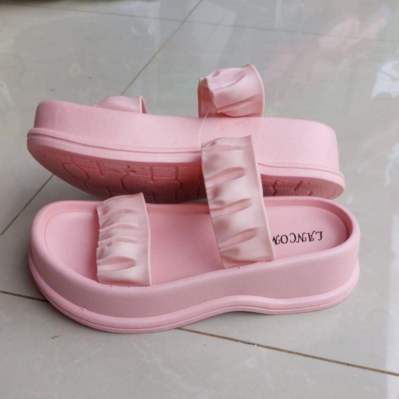 Sandal Wedges Wanita Jelly Platform Karet Import Korea Terbaru