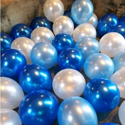 GROSIR {isi 100 pcs} Balon metalik BIRU TUA BIRU MUDA PUTIH / Balon latex / Balon Metalik 12 inch / 