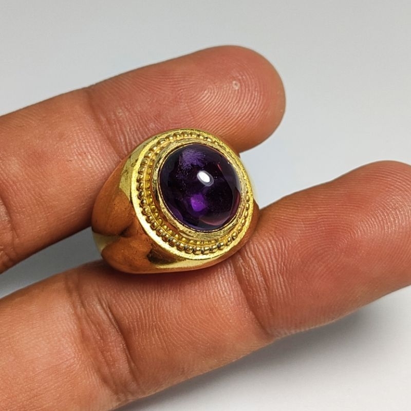 CINCIN BATU PERMATA BUNGUR TANJUNG BINTANG NATURAL AMETHYST QUARTZ KODE 02447