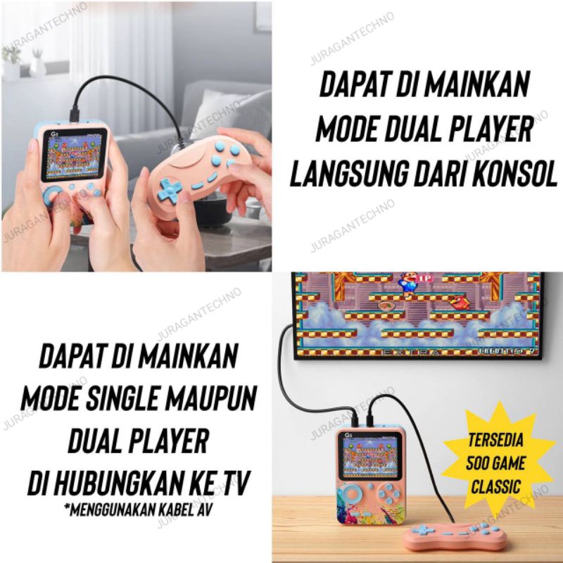 Gameboy G5 Game Boy Console Potable Mainan Anak 500 Games Retro Game Box Gamebox Berkualitas Single Player dan Dual Player Gamebot