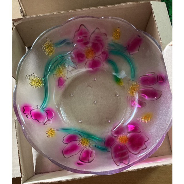 Mangkok motif bunga/ mangkok kaca