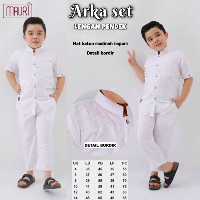 ARKA SET SETELAN KOKO PUTIH LENGAN PENDEK ORI KAKADEDE