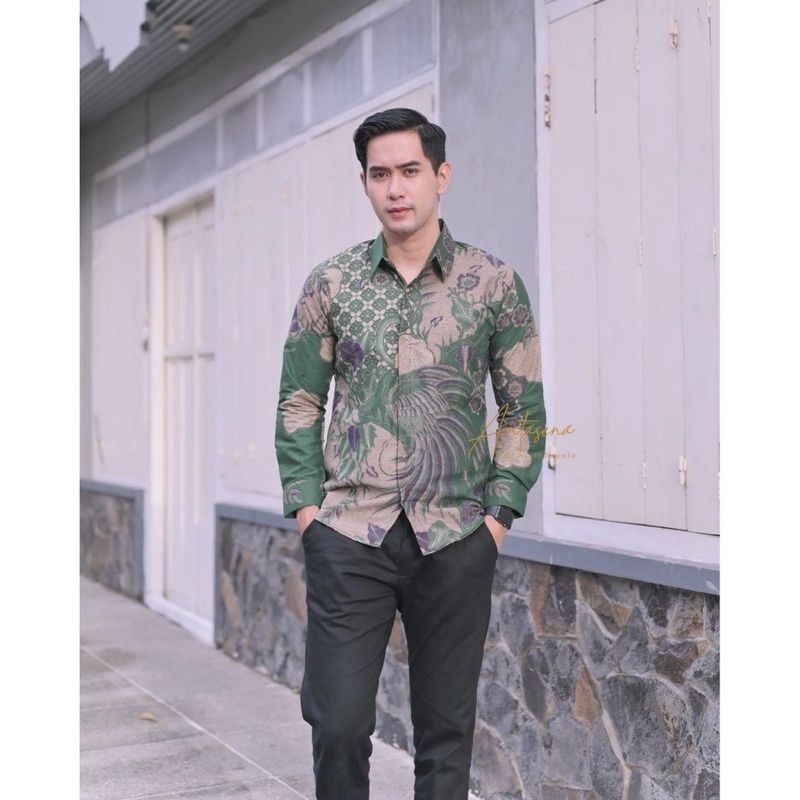 MERAK HIJAU Batik Pria Lengan Panjang Slim Fit Premium Modern Full Furing