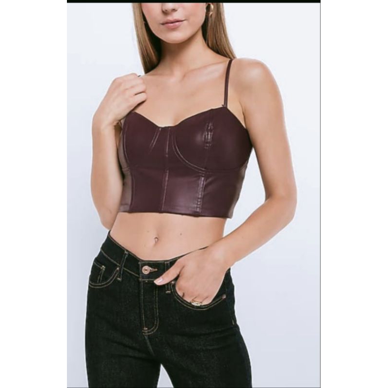 Bra Kulit Tanktop Kamisol Leather Synthetic