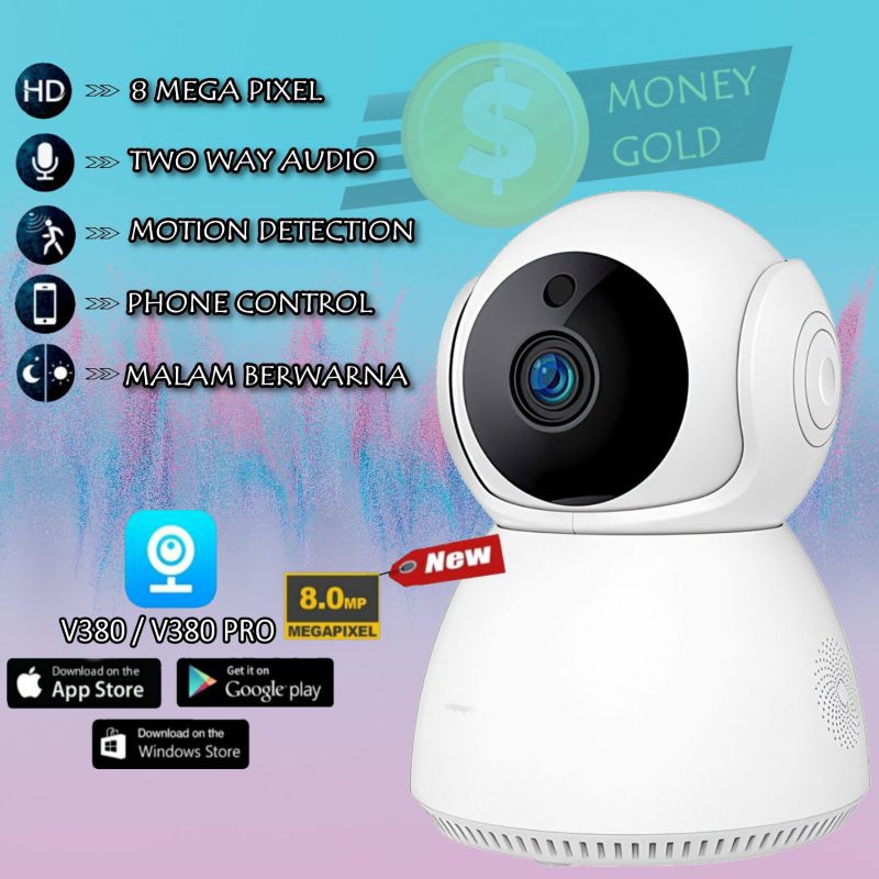 Cctv kamera ip Wifi Snowman V380pro HD 1080P 8Mp Motion detektiv