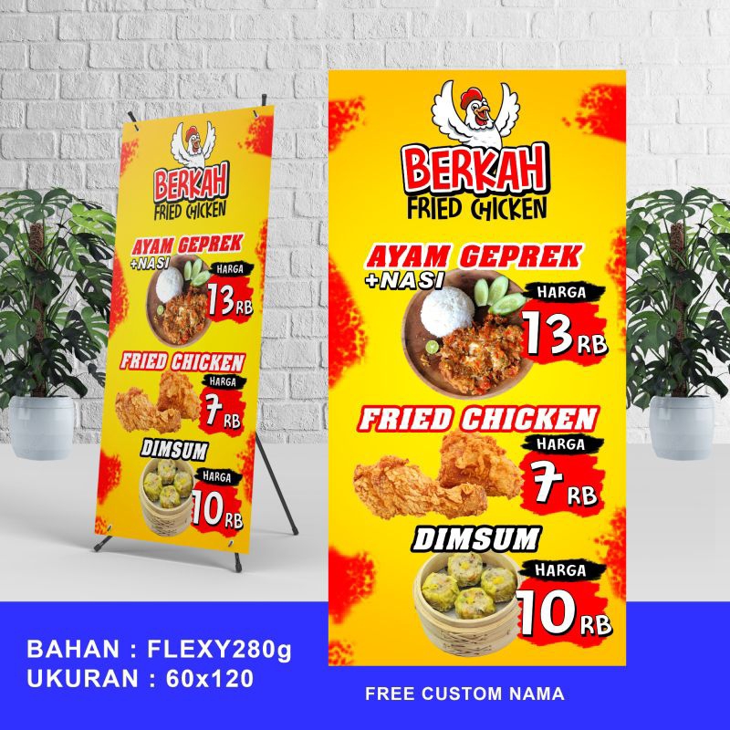 Spanduk Fried Chicken FREE CUSTOM DESAIN