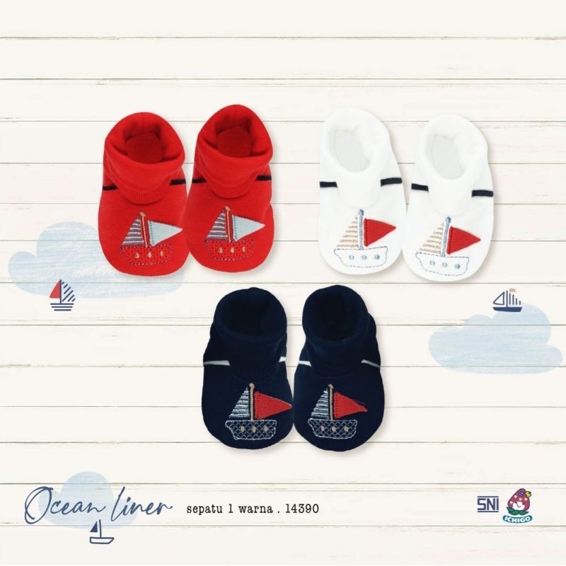 Ichigo Sepatu Rib Putih/Warna Ocean Liner (2 Pcs) Sepatu Bayi NB