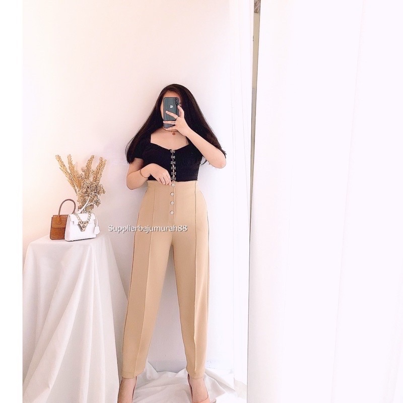 Lookatmeofficial • Celana Basic Scuba Premium Eloise Highwaist Pants