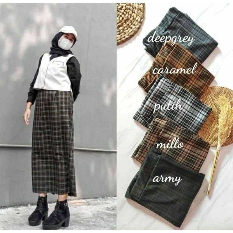 ROK SPAN TARTAN MOTIF KOTAK MAXI SKIRT